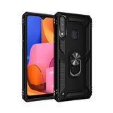 Samsung Galaxy A20S Kılıf Sofya Yüzüklü Silikon Kapak - Siyah-(5796)