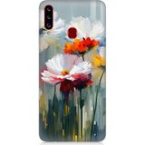 Samsung Galaxy A20s Uyumlu Soyut Çiçek Dokunuşları Desenli Silikon Kılıf Çok Renkli