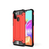Samsung Galaxy A21S ile uyumlu Çİft Katman Koruyucu Crash Military Tank Kılıf - Kırmızı