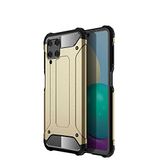 Samsung Galaxy A22 4G ile uyumlu Çİft Katman Koruyucu Crash Military Tank Kılıf - Gold