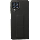 Samsung Galaxy A22 Kılıf Mega Standlı Silikon - SIYAH-(5796)