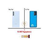 Samsung Galaxy A23 Mavi Renk Uyumlu Lensli Arka Kapak + B7000 Yapıştırıcı Arka Cam Batarya Kapağı Pil Kapağı Lazer Kesim Back Cover Galaxy A23 Uyumlu