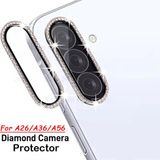 Samsung Galaxy A26 - A36 - A56 Taşlı Parlak Kamera Lens Koruyucu Cam ve Çerçeve Kamera Koruma Lensi - Galaxy A26/A36/A56 - Gümüş