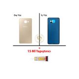 Samsung Galaxy A3 2016 A310 Gold Renk Uyumlu Arka Kapak + B7000 Yapıştırıcı Arka Cam Batarya Kapağı Pil Kapağı Lazer Kesim Back Cover Galaxy A3 2016 Uyumlu
