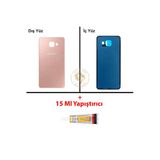 Samsung Galaxy A3 2016 A310 Rose Gold Uyumlu Arka Kapak + Yapıştırıcı Arka Cam Pil Kapağı Batarya Kapağı Lazer Kesim