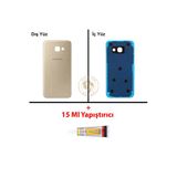 Samsung Galaxy A3 2017 A320 Gold Renk Uyumlu Arka Kapak + B7000 Yapıştırıcı Arka Cam Batarya Kapağı Pil Kapağı Lazer Kesim Back Cover Galaxy A3 2017 Uyumlu