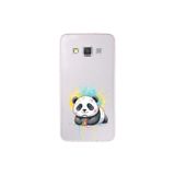 Samsung Galaxy A3 ile Uyumlu Splash Panda Tasarımlı Slimfit Şeffaf Silikon Kılıf