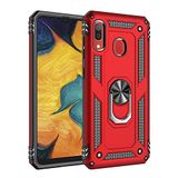 Samsung Galaxy A30 Uyumlu Kılıf Tank Yüzüklü Silikon Kapak - Kırmızı