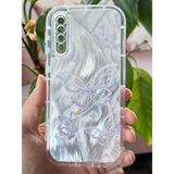 Samsung Galaxy A30S - A50 Kılıf Parlak Hologramlı Kelebek Desenli Darbe Emici Kamera Korumalı Renkli Silikon - Galaxy A50-A30S - Gri - Beyaz