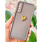Samsung Galaxy A30S/A50 Kılıf 3D Kalp Tasarımlı Kahverengi Desenli Yumuşak Kamera Korumalı Kapak - Galaxy A50