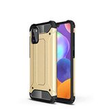 Samsung Galaxy A31 ile uyumlu Çİft Katman Koruyucu Crash Military Tank Kılıf - Gold