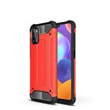 Samsung Galaxy A31 ile uyumlu Çİft Katman Koruyucu Crash Military Tank Kılıf - Kırmızı