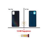 Samsung Galaxy A31 Siyah Renk Uyumlu Arka Kapak + B7000 Yapıştırıcı Arka Cam Batarya Kapağı Pil Kapağı Lazer Kesim Back Cover Galaxy A31 Uyumlu