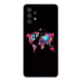 Samsung Galaxy A32 Uyumlu Dünya Renkli Haritası Baskılı Silikon Kılıf