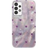 Samsung Galaxy A33 5g Uyumlu Kılıf Zebana Pink Heart Silikon Kılıf Lila