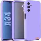 Samsung Galaxy A34 Kılıf Kamera Korumalı Lansman Kadife Iç Yüzeyli (Şık Tasarım) Silikon Kapak - Lila