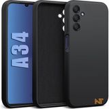 Samsung Galaxy A34 Kılıf Kamera Korumalı Lansman Kadife Iç Yüzeyli (Şık Tasarım) Silikon Kapak - Siyah