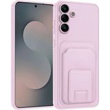 Samsung Galaxy A34 Uyumlu Kılıf Zebana Flexstand Kartlıklı Silikon Kılıf Rose Gold