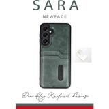 Samsung Galaxy A35 5G Kılıf Sara Kartvizitli Deri Kılıf - Siyah-(5796)
