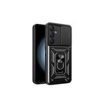 Samsung Galaxy A35 Kılıf Sürgülü Tank Zırh Yüzüklü Mıknatıslı Standlı Kapak (S-Vega)