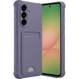 Samsung Galaxy A36 Uyumlu Arka Kamera Korumalı Kart Koyulabilen Silikon Kartlıklı Kılıf Kapak - Lila