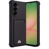 Samsung Galaxy A36 Uyumlu Arka Kamera Korumalı Kart Koyulabilen Silikon Kartlıklı Kılıf Kapak - Siyah