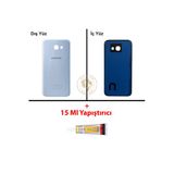 Samsung Galaxy A5 2017 A520 Mavi Renk Uyumlu Arka Kapak + B7000 Yapıştırıcı Arka Cam Batarya Kapağı Pil Kapağı Lazer Kesim Back Cover Galaxy A5 2017 Uyumlu