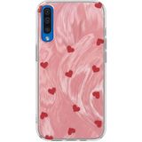 Samsung Galaxy A50 Uyumlu Kılıf Zebana Pink Heart Silikon Kılıf Kırmızı