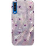 Samsung Galaxy A50 Uyumlu Kılıf Zebana Pink Heart Silikon Kılıf Lila