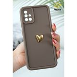 Samsung Galaxy A51 Kılıf 3D Kalp Tasarımlı Kahverengi Desenli Yumuşak Kamera Korumalı Silikon Kapak