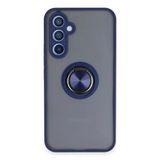 Samsung Galaxy A54 5G Kılıf Montreal Yüzüklü Silikon Kapak - Lacivert-(5796)