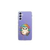 Samsung Galaxy A54 ile Uyumlu Splash Kirpi Tasarımlı Şeffaf Silikon Kılıf