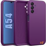 Samsung Galaxy A54 Kılıf Kamera Korumalı Lansman Kadife Iç Yüzeyli (Şık Tasarım) Silikon Kapak - Koyu Mor