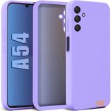 Samsung Galaxy A54 Kılıf Kamera Korumalı Lansman Kadife Iç Yüzeyli (Şık Tasarım) Silikon Kapak - Lila