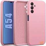 Samsung Galaxy A54 Kılıf Kamera Korumalı Lansman Kadife Iç Yüzeyli (Şık Tasarım) Silikon Kapak - Pembe