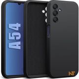 Samsung Galaxy A54 Kılıf Kamera Korumalı Lansman Kadife Iç Yüzeyli (Şık Tasarım) Silikon Kapak - Siyah