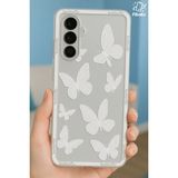 Samsung Galaxy A54 Kılıf Kamera Korumalı Şeffaf Kelebek Desenli Esnek Yumuşak Silikon Kapak - Desi Kelebek