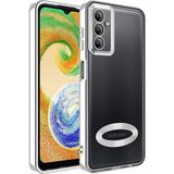 Samsung Galaxy A54 Kılıf Logo Yeri Açık Kamera Lens Korumalı Renkli Kenarlı Şeffaf Silikon Gümüş