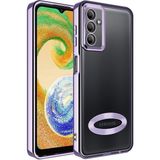 Samsung Galaxy A54 Kılıf Logo Yeri Açık Kamera Lens Korumalı Renkli Kenarlı Şeffaf Silikon Lila