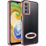 Samsung Galaxy A54 Kılıf Logo Yeri Açık Kamera Lens Korumalı Renkli Kenarlı Şeffaf Silikon Rose Gold