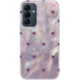 Samsung Galaxy A54 Uyumlu Kılıf Zebana Pink Heart Silikon Kılıf Lila