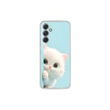 Samsung Galaxy A54 Uyumlu Şeffaf Kılıf 2 Peluş Kedi Tasarımlı
