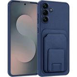 Samsung Galaxy A55 Uyumlu Kılıf Zebana Flexstand Kartlıklı Silikon Kılıf Lacivert