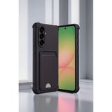 Samsung Galaxy A56 Uyumlu Arka Kamera Korumalı Kart Koyulabilen Silikon Kartlıklı Kılıf Kapak - Siyah