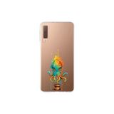Samsung Galaxy A7 2018 ile uyumlu Splash ahtapot Tasarımlı Slimfit şeffaf silikon kılıf