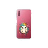 Samsung Galaxy A7 2018 ile Uyumlu Splash Kirpi Tasarımlı Şeffaf Silikon Kılıf