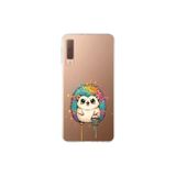 Samsung Galaxy A7 2018 ile Uyumlu Splash Kirpi Tasarımlı Slimfit Şeffaf Silikon Kılıf