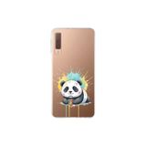 Samsung Galaxy A7 2018 ile Uyumlu Splash Panda Tasarımlı Slimfit Şeffaf Silikon Kılıf