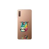Samsung Galaxy A7 2018 ile Uyumlu Splash Tembel Hayvan Tasarımlı Slimfit Şeffaf Silikon Kılıf