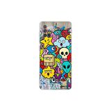 Samsung Galaxy A71 ile Uyumlu Grafiti Doodle Tasarımlı Şeffaf Silikon Kılıf